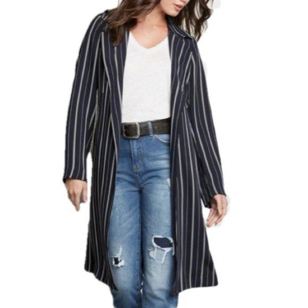 Fifteen Twenty City Trench Coat Top Striped Nwt